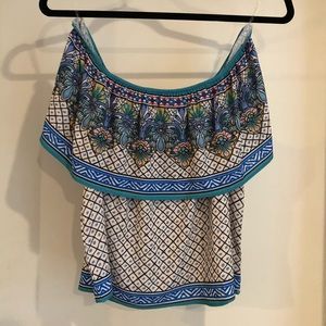 Patterned strapless blouse